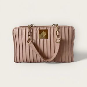BEBE | Pleated Leather Gold Chain Satchel